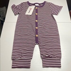 Pat pat Purple and White Striped Baby Romper